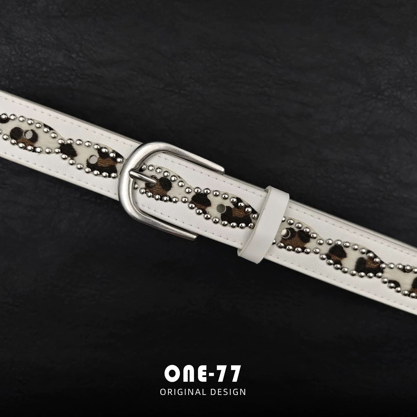 Retro white belt, accessory, 2 carat