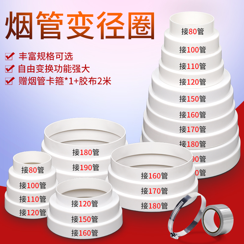 Suction ventilator smoke exhaust pipe changing diameter ring exhaust duct conversion connector Kitchen Stop Inverse Valve Variator Size Head