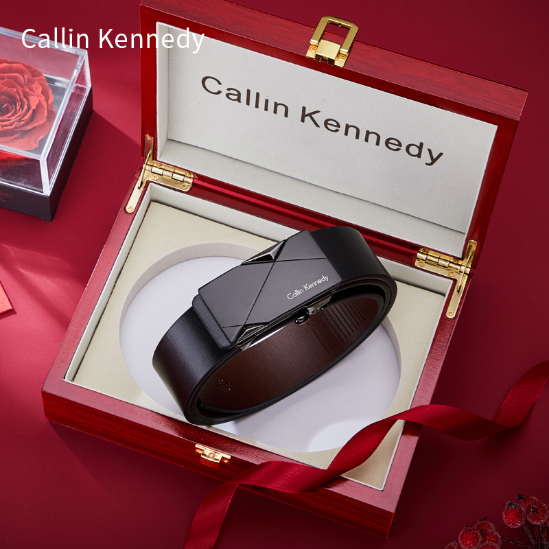 Callin Kennedy belt men genuine leather toothless automatic buckle pure cow leather young tide pants belt