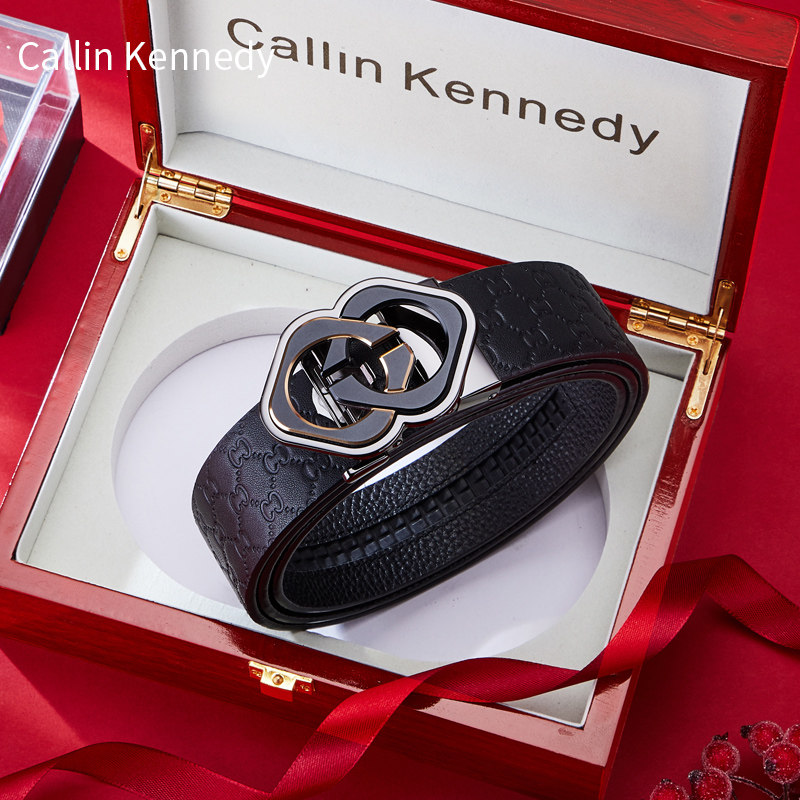 Callin Kennedy belt male automatic buckle genuine leather 100 lap nameplate Korean version tide men's belt luxury goods