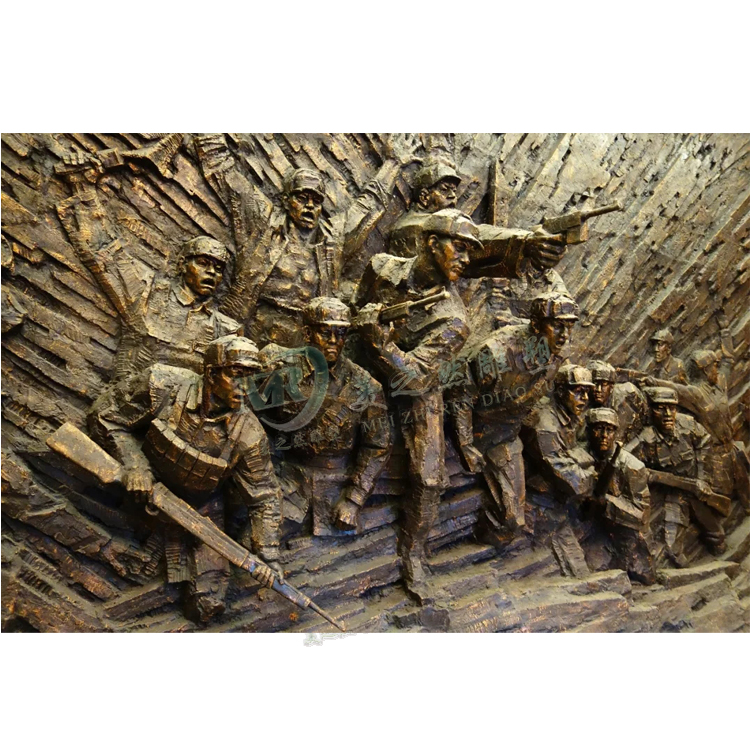 Revolutionary Red Army figure statue FRP troop culture cast bronze relief museum anti-war scene sculpture customization
