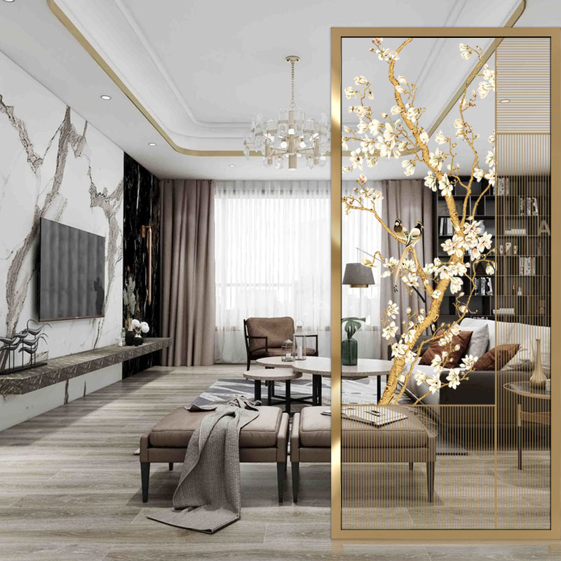 Modern Minimalist Design Art Partition Shelter Glass Screens Xuan Guan Decoration Living-room Bedroom Home Light Lavish Entrance Door