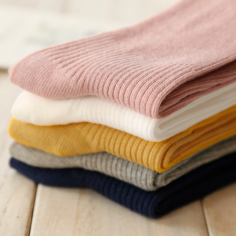 women's Japanese college style cotton socks spring and autumn simple all match thin long tide wood ear lace bubble socks