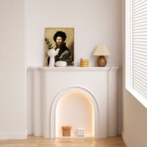 New French Cream Style Fireplace Cabinet Living Room Decoration Cabinet Luminous Storage Cabinet Nordic White Indoor Display Cabinet Folk