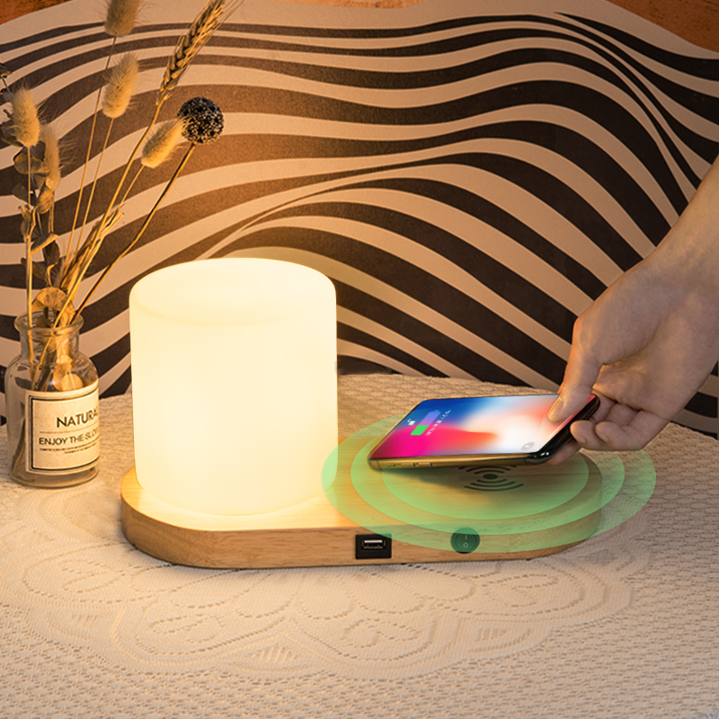 Mobile phone wireless charging usb creative minimalist modern table light Nordic bedroom Living room Book room Nursing eye headboard Lamp