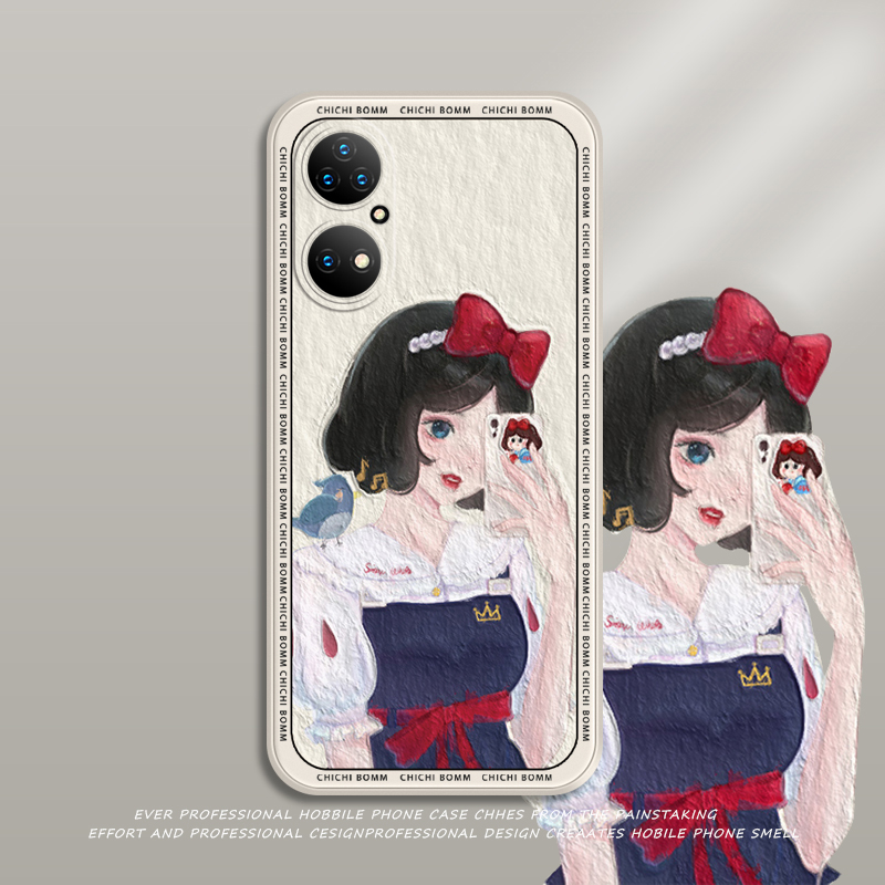 Suitable for Huawei p50pro mobile phone protective shell oil painting princess all-inclusive p50 liquid silicone anti-fall protection cartoon cute
