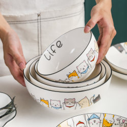 Scandinavian For Home Ceramic Rice Bowl Single Large Soup Bowl Instant Noodle Bowl Soup Basin Cute Stylish Creative Tableware Suit