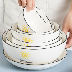 Scandinavian For Home Creative Ceramic Rice Bowl Instant Noodle Bowl Soup Bowl Salad Bowl Couple Bowl Microwave Oven Oven Bowl Special