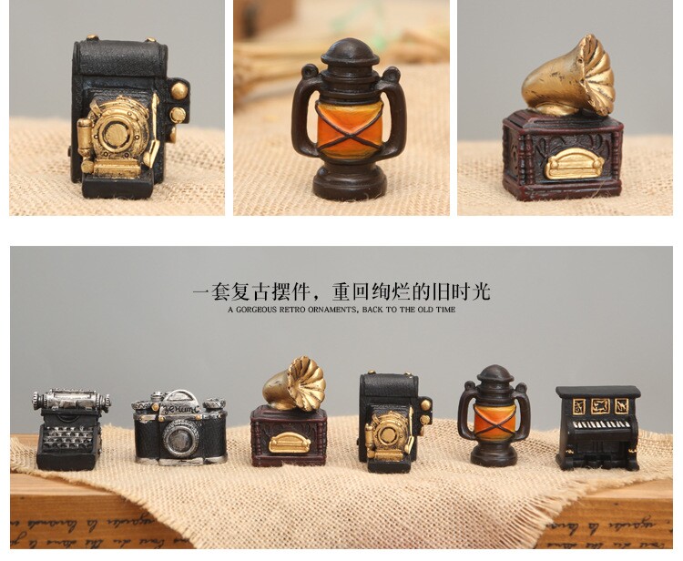 Оригинальный подарок 相机钢琴打字机复古做旧创意树脂迷你小摆件家居装饰网店拍摄定制 German/only banquet