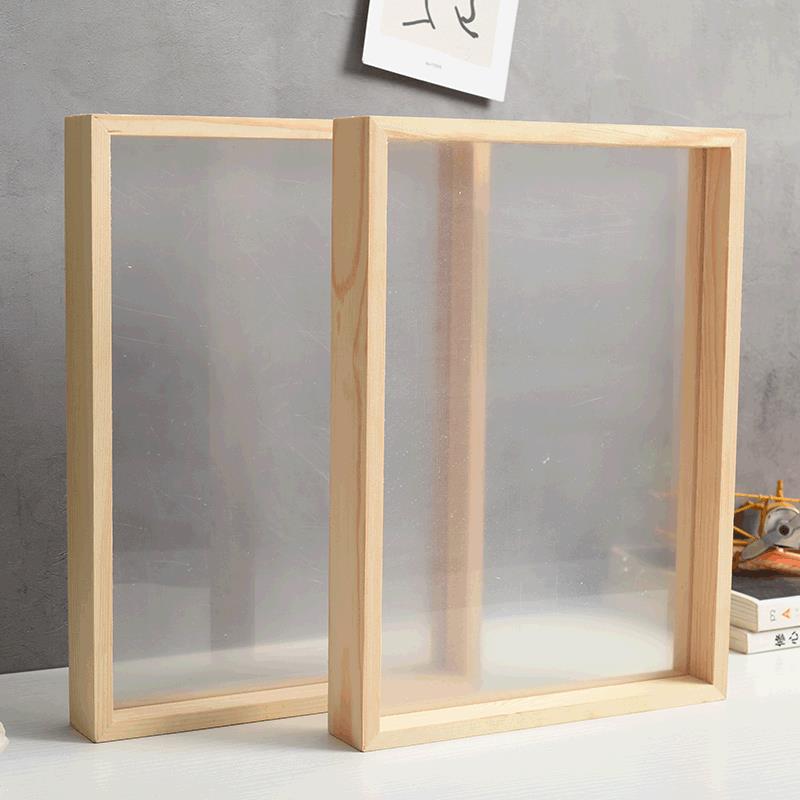 Wooden acrylic photo frame Creative plant specimen frame European wind double-sided glass frame transparent dry flower frame