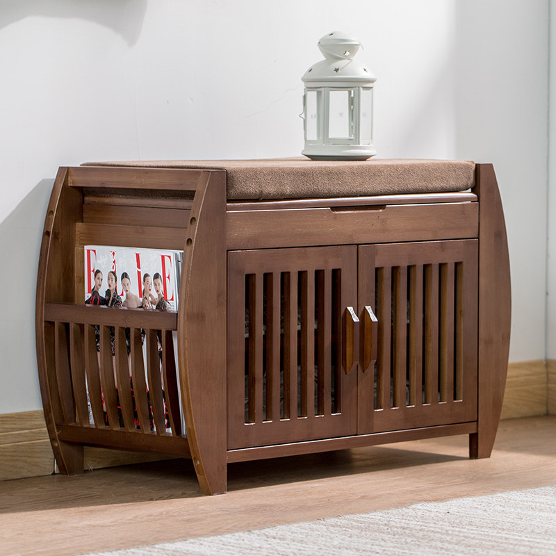 Changing shoe stool home simple door shoe stool entry door shoe cabinet shoe rack bamboo stool solid wood can sit entry to wear shoe stool