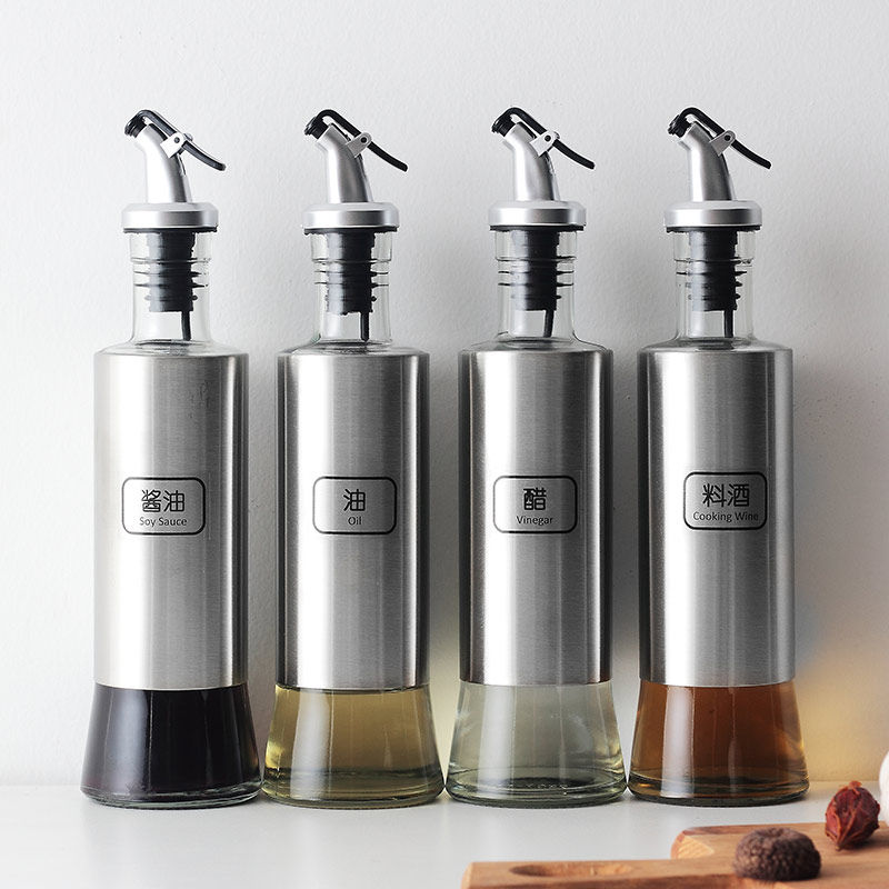 Meet Kitchen stainless steel glass oil jug Home Sauce Bottle Sauce Bottle Vinegar Bottle Day Style Oil Bottle Split bottle Sesame Oil Bottle