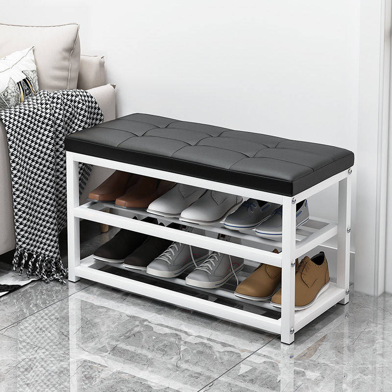 Home door rest change shoe rack simple multi-layer storage shoe cabinet can sit on iron soft bag multi-functional shoe stool