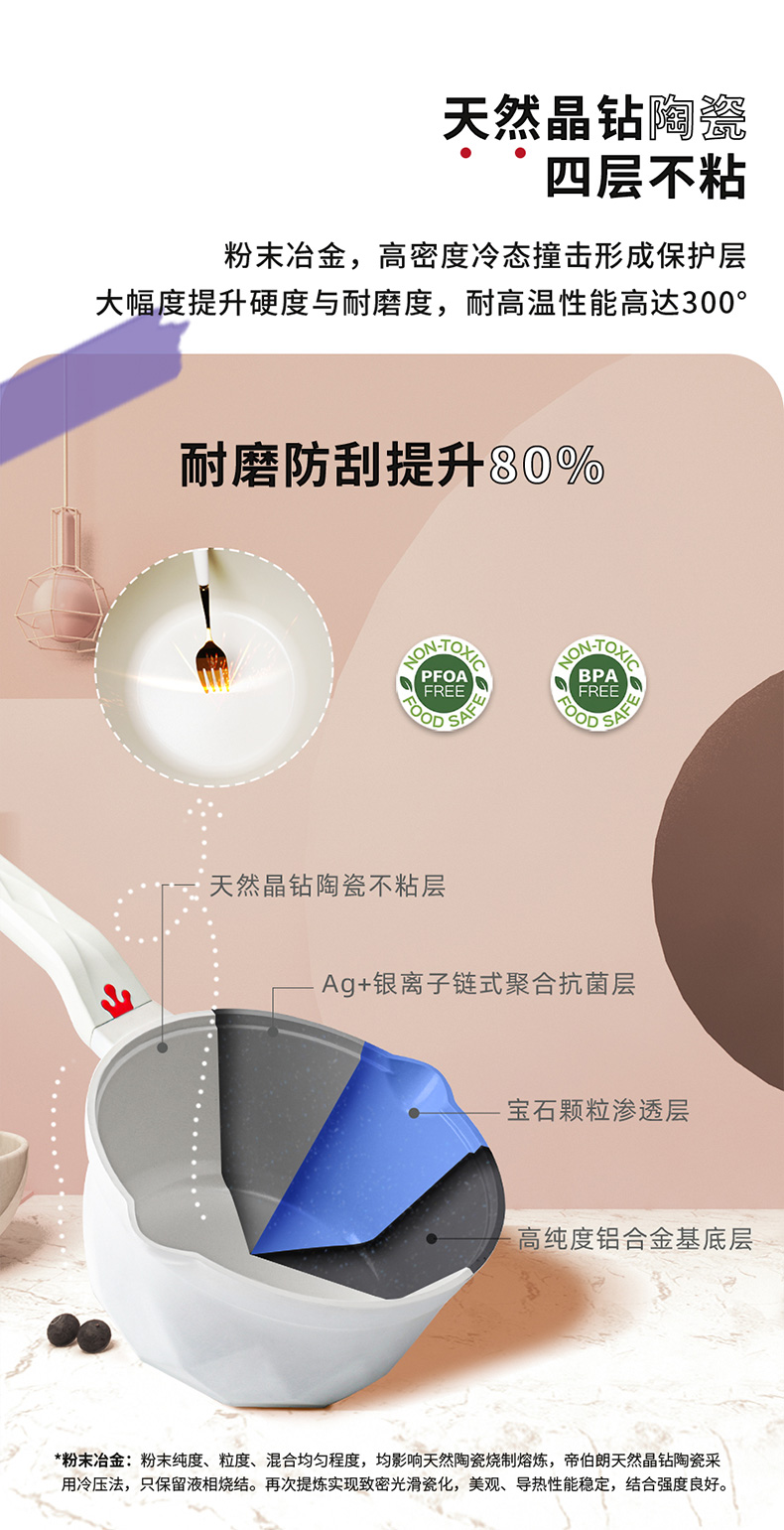 英国 帝伯朗 高颜值焕彩晶钻陶瓷多用锅 18cm 图1