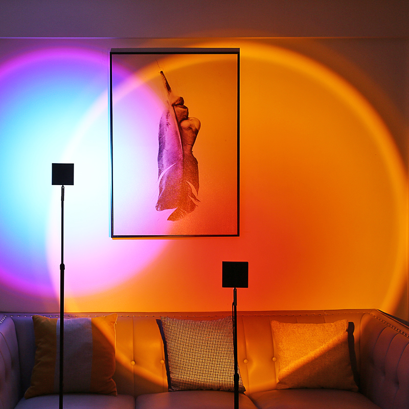 Sunset lamp net red floor table lamp living room bedroom projection day never sets lamp creative sunset bedside rainbow atmosphere