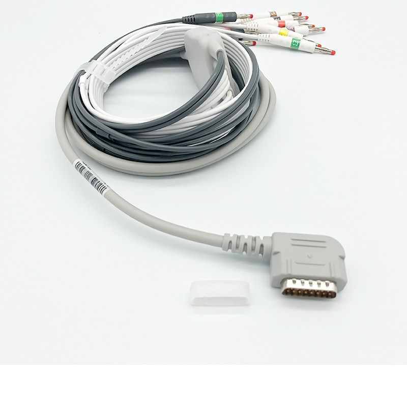适用纳龙铃谦KANZ109/ECG108/K131加粗心电图机导联线15针十二导