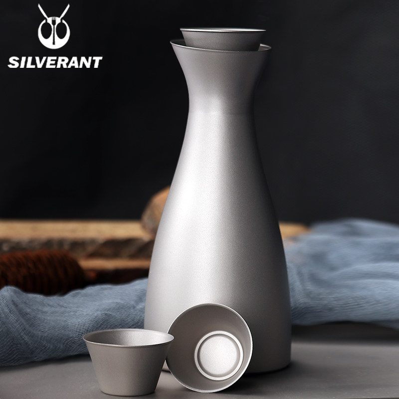 Silver Ant Pure Titanium Clear Wine Pot Winemaker Retro Wine With Portable Suit Titanium Metal Spirits Bronzer Upscale