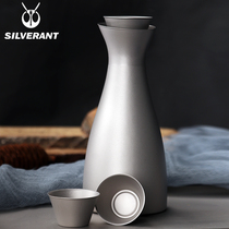 Silver Ant Pure Titanium Clear Wine Pot Winemaker Retro Wine With Portable Suit Titanium Metal Spirits Hot Wine upscale