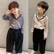 Childrens shirts 2021 spring new Korean version boys selvedge suit shirts Western style baby long-sleeved all-match tops
