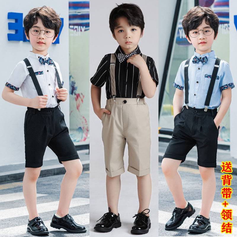 Baby flower girl wedding dress summer handsome children's British baby bag pants suit boy chorus recitation costumes