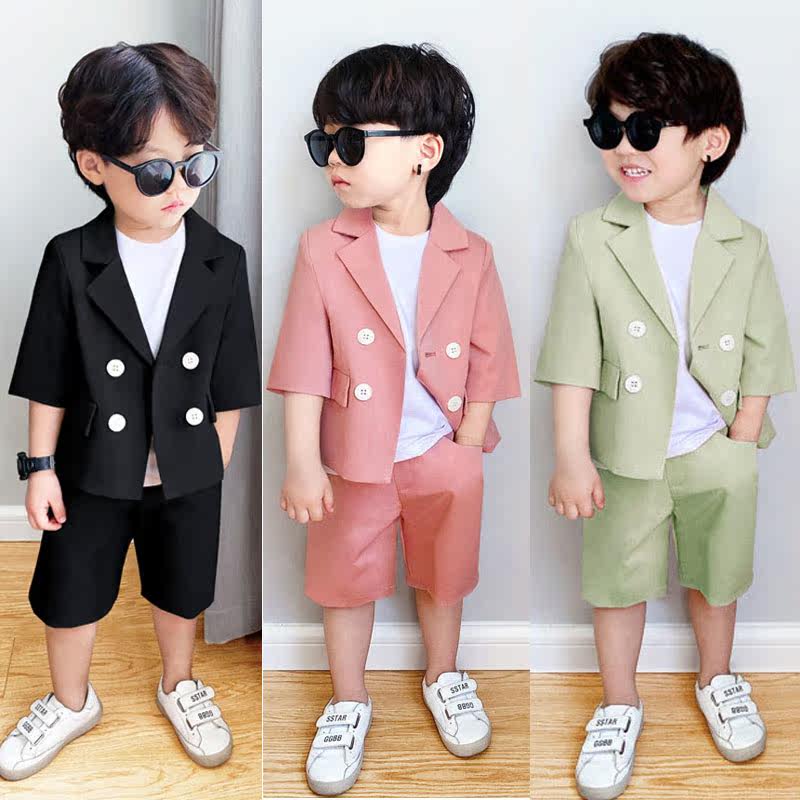 Boys suit suit summer children's casual small suit Korean version handsome boy baby flower girl catwalk dress tide