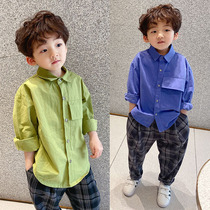Boys shirts spring clothes 2021 new foreign style childrens baby loose shirts childrens handsome suits Korean version of the tide