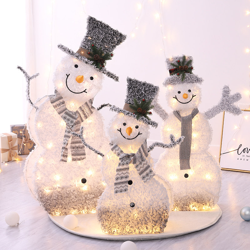 Christmas Large Plane Flocking Light Snowman Mall Hotel Swing Piece Decorations Christmas Decorative Shop Windows Snowman
