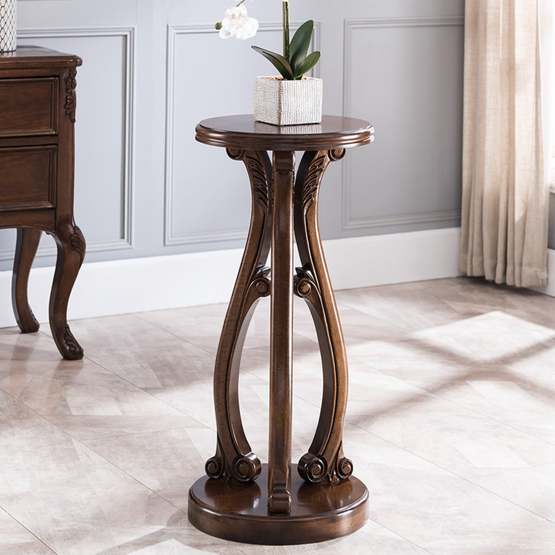 American-style country light luxury living room modern luxury new Chinese-style solid wood TV cabinet side flower stand a few household racks