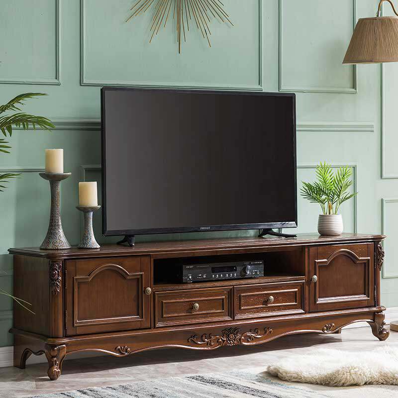 New American white oak light luxury style all solid wood TV cabinet coffee table combination Nordic minimalist log Italian side cabinet