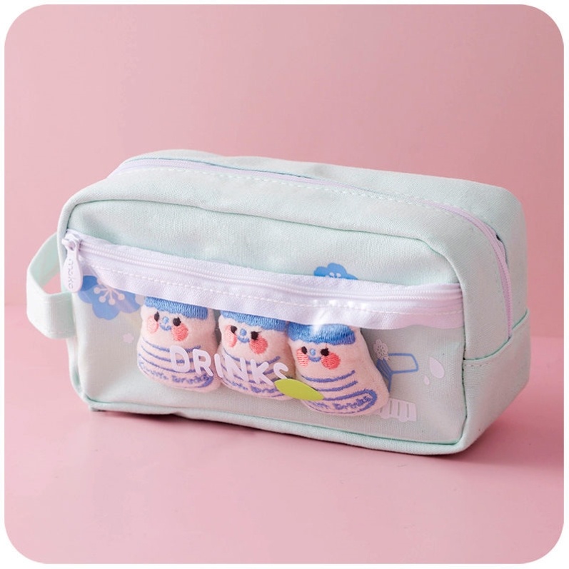 Net Red Pain Bag Pen Bag Adolescent Girl Transparent Ins Brief Lady Junior High School Multifunction Stationery accommodating bag cute personality