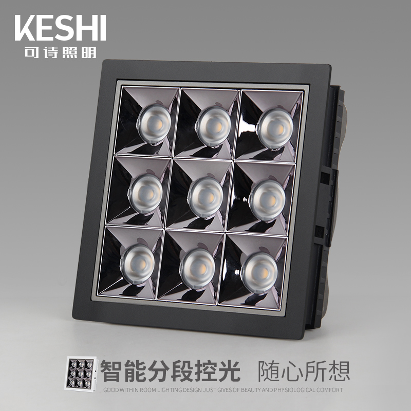 Poetry Lighting Square Spotlight Flush with no main light led Home Living room Pole simple cob anti-glare grid light