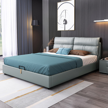 Light extravagant genuine leather bed minimalist modern 1 8 m double bed master bedroom with new wedding bed 1 5m mi small family type soft bag headboard