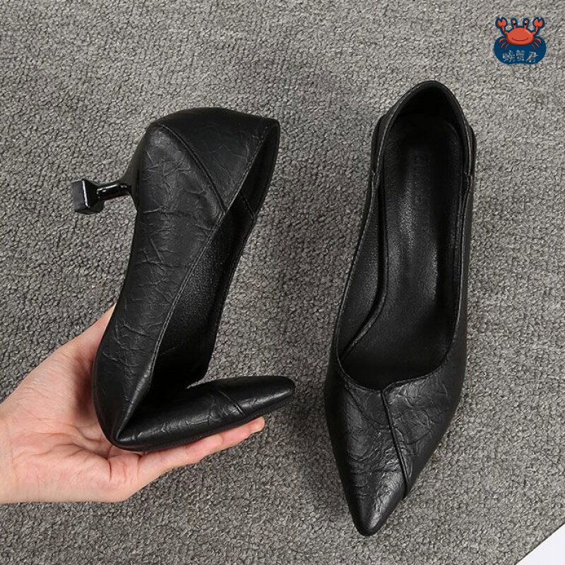 Shallow working shoes female black flight attendant not tired single shoe spring autumn soft bottom pointed to work empty by sexy high heel shoes