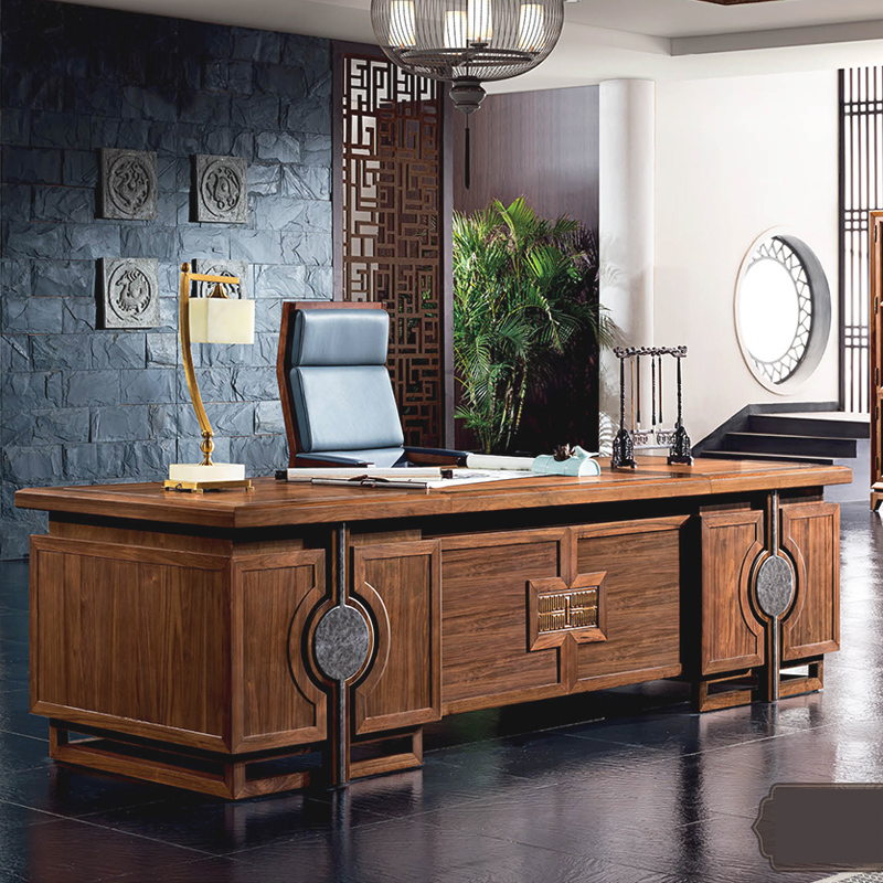 Aoklin big desk executive desk chairman new Chinese style desk modern Chinese solid wood desk president desk