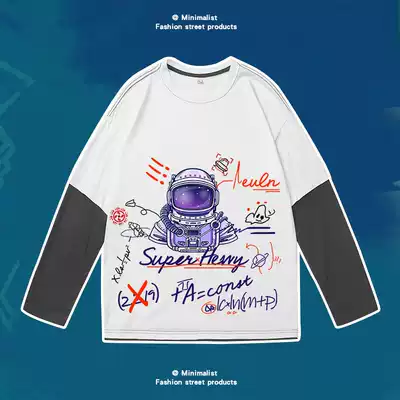 nasa Joint T-shirt long sleeve men's ins tide early autumn Ruffian handsome brand Korean version of loose fried street lovers