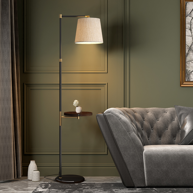 Bedroom floor lamp Pole minimalist Nordic Living room light and luxurious with shelf American ins Wind USB wireless charging fishing light