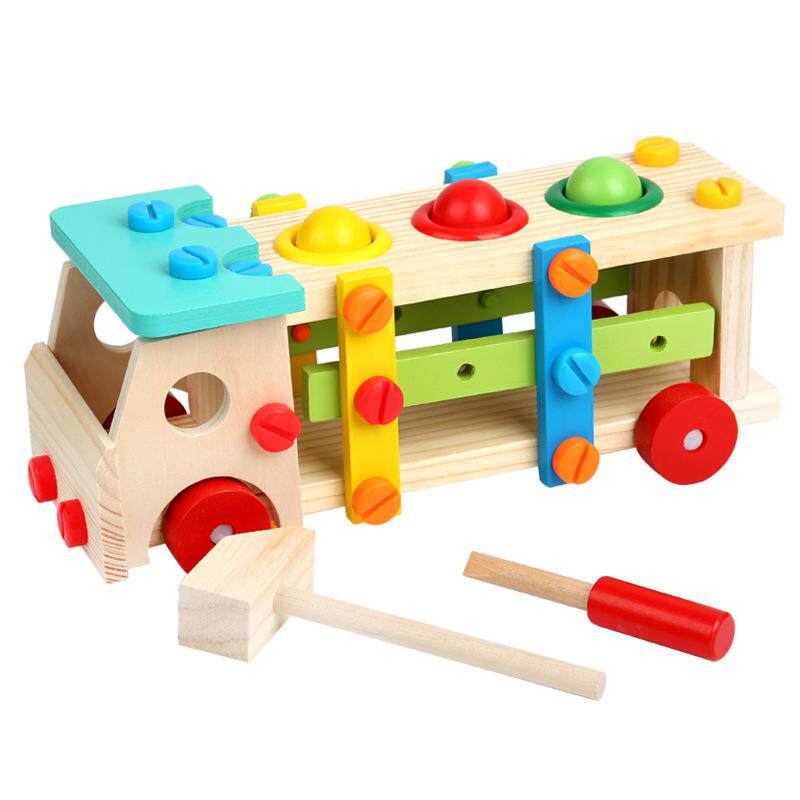 m wooden screw car 100 variable nut combined disassembly and assembly engineering car children hands-on early teaching puzzle toy