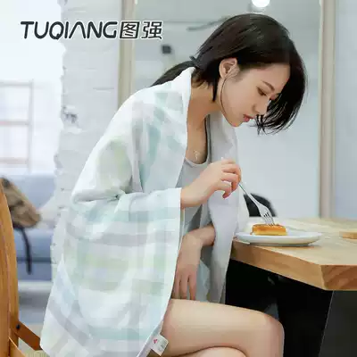Tuqiang factory direct sales new gauze color plaid bath towel home business gift bath towel 70*140cm