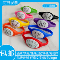 Custom Sauna Hand Card Fitness Room Locker Induction Lock Bath Digital Number Plate Silicone Foot Bath Bracelet Waterproof