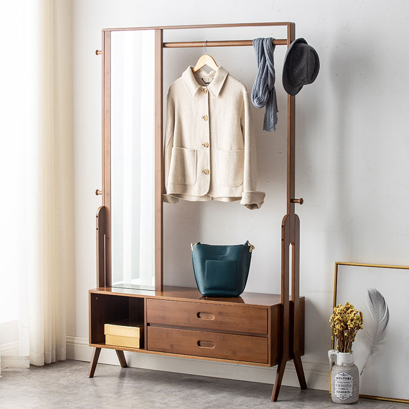 Bedroom floor hanger coat rack with mirror net red full-body mirror one-piece full-body mirror home wall-mounted full-length mirror