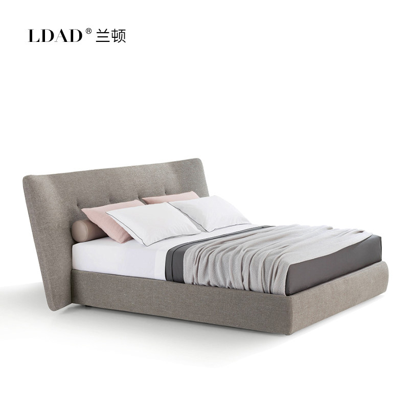 Italian minimalist fabric bed master bedroom ins modern minimalist Nordic 1 8m double bed high back soft bed