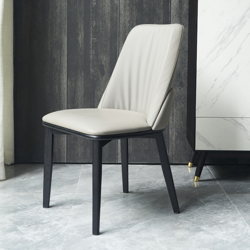 LDAD Nordic ash dining chair Italian minimalist leather art leisure chair simple modern model room designer stool