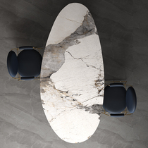 LDAD Italian minimalist bright slate dining table creative home marble dining table modern light luxury oval table