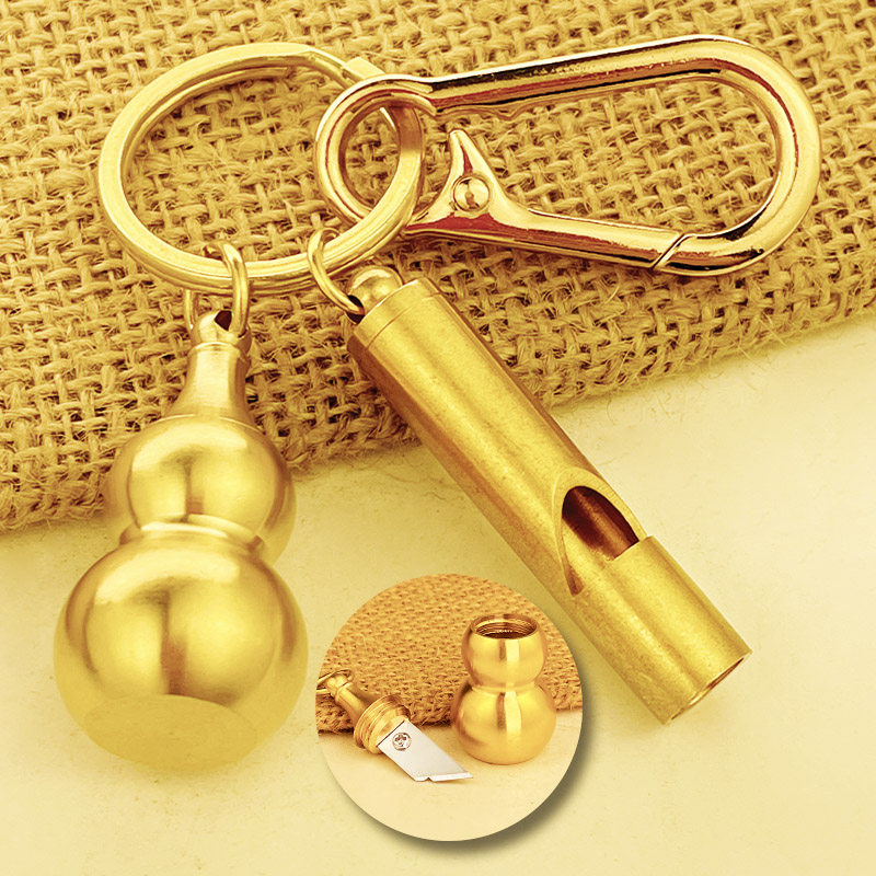 Brass knife keychain creative gourd invisible knife personality portable outdoor knife multi-function pendant demolition express knife