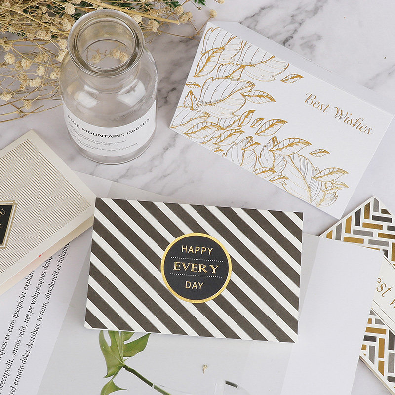 Business Handwritten Card High-end Birthday Card Holiday Blessings Greeting Cards Bronzing Retro Creative Thanks To Universal Cards