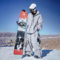 Renrenchuan 2024 new black gray ski suit suit for men and women windproof waterproof warm and thickened national trend
