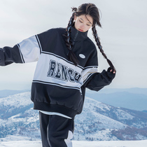 Ren Renchuan black and white double-printed ski suit suit for men and women waterproof and thickened single and double boards 2024 new style