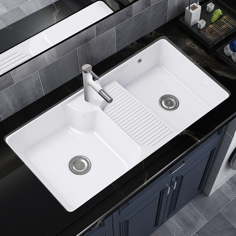 Ceramic laundry table under basin with washboard open air balcony stone under the upper basin laundry pool embedded single sink depth