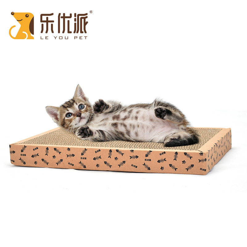 Leyoupai cat toys Pet claw sharpener cat supplies wear-resistant fishbone long straight board corrugated cat scratching board