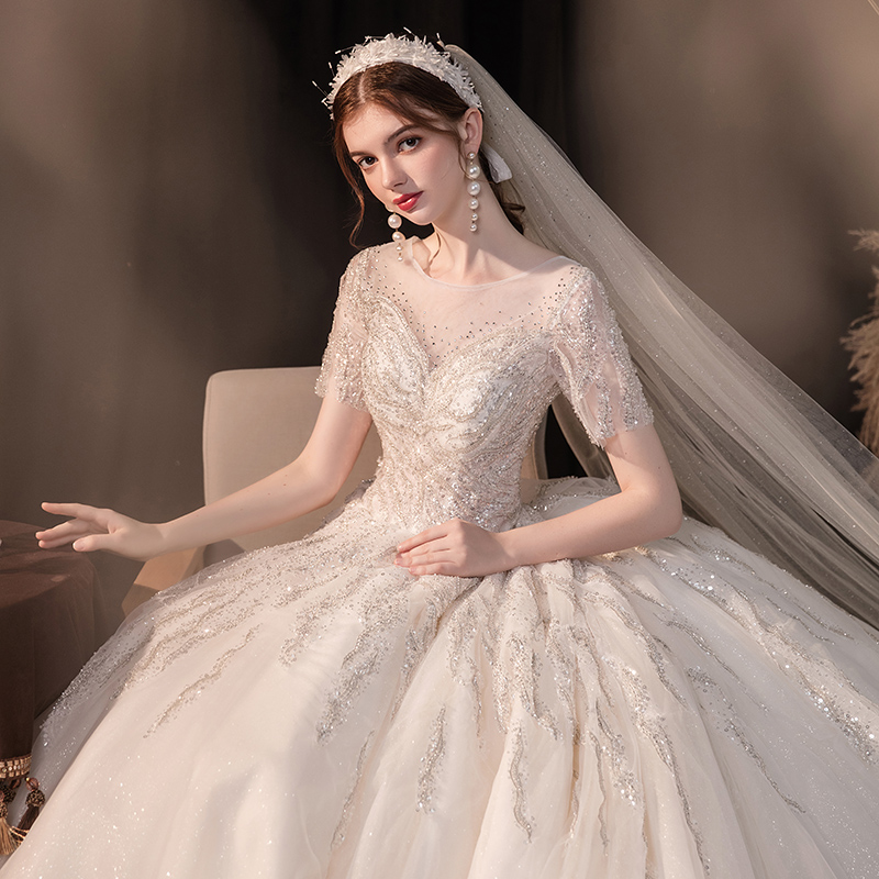 French main wedding dress 2022 new bride small pregnant women pregnant women simple and high -level texture heavy workmanship light yarn dragging tail 2023 French main wedding dress 2022 new bride small pregnant women pregnant women simple and high -level texture heavy workmanship light yarn dragging tail 2023
